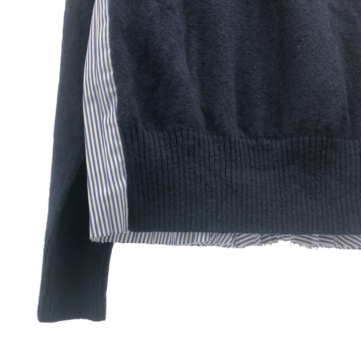 sacai / 사카이 | 다른 소재 전환 백 플리츠 터틀넥 니트 | S | 여성