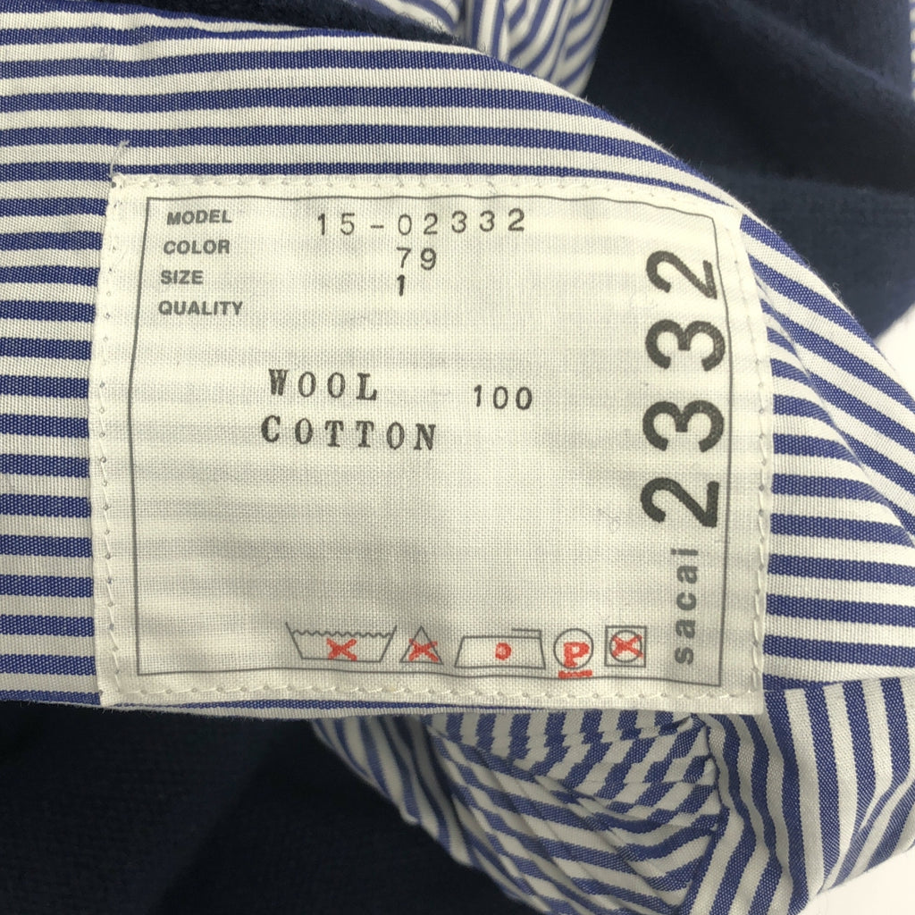 sacai / 사카이 | 다른 소재 전환 백 플리츠 터틀넥 니트 | S | 여성