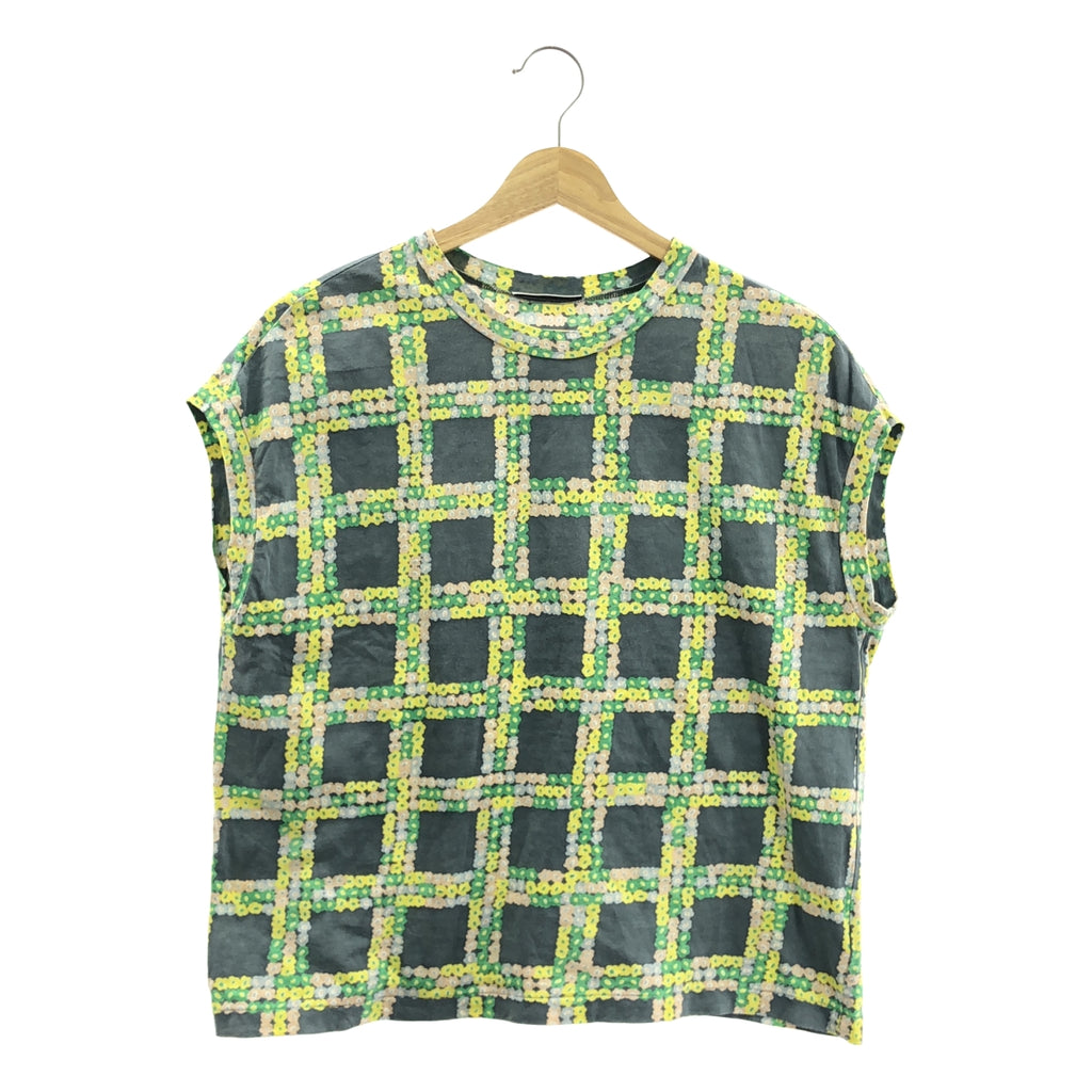 mina perhonen / ミナペルホネン | 2022SS | flower gate / フラワーゲート 総柄 クルーネック スリーブレス カットソー | 40 |