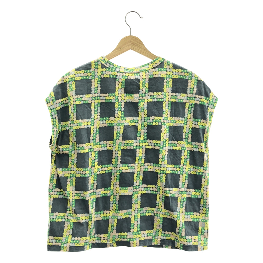 mina perhonen / ミナペルホネン | 2022SS | flower gate / フラワーゲート 総柄 クルーネック スリーブレス カットソー | 40 |