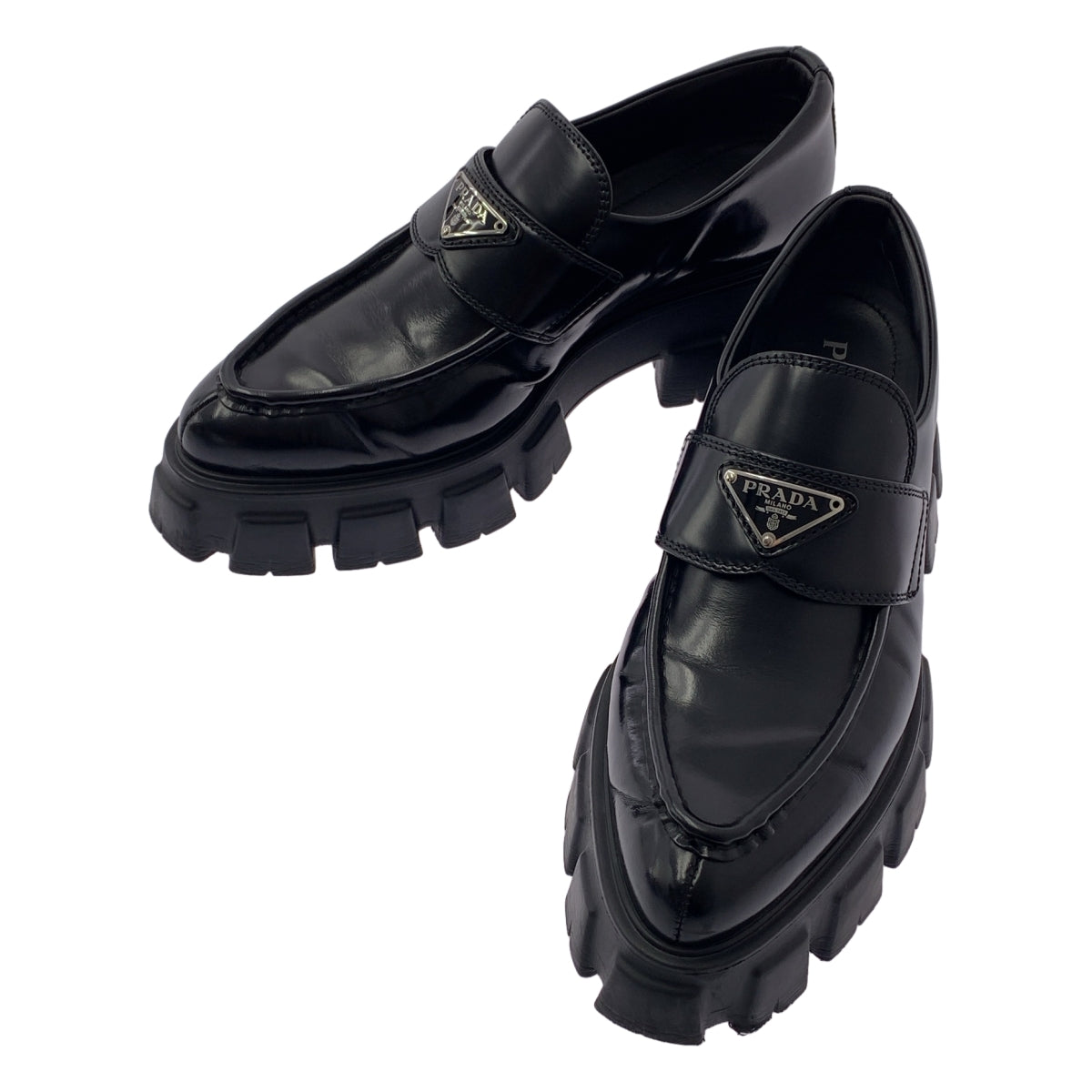 PRADA / 프라다 | 모노리스 브러쉬 가죽 포인티드 투 로퍼 | 40 |