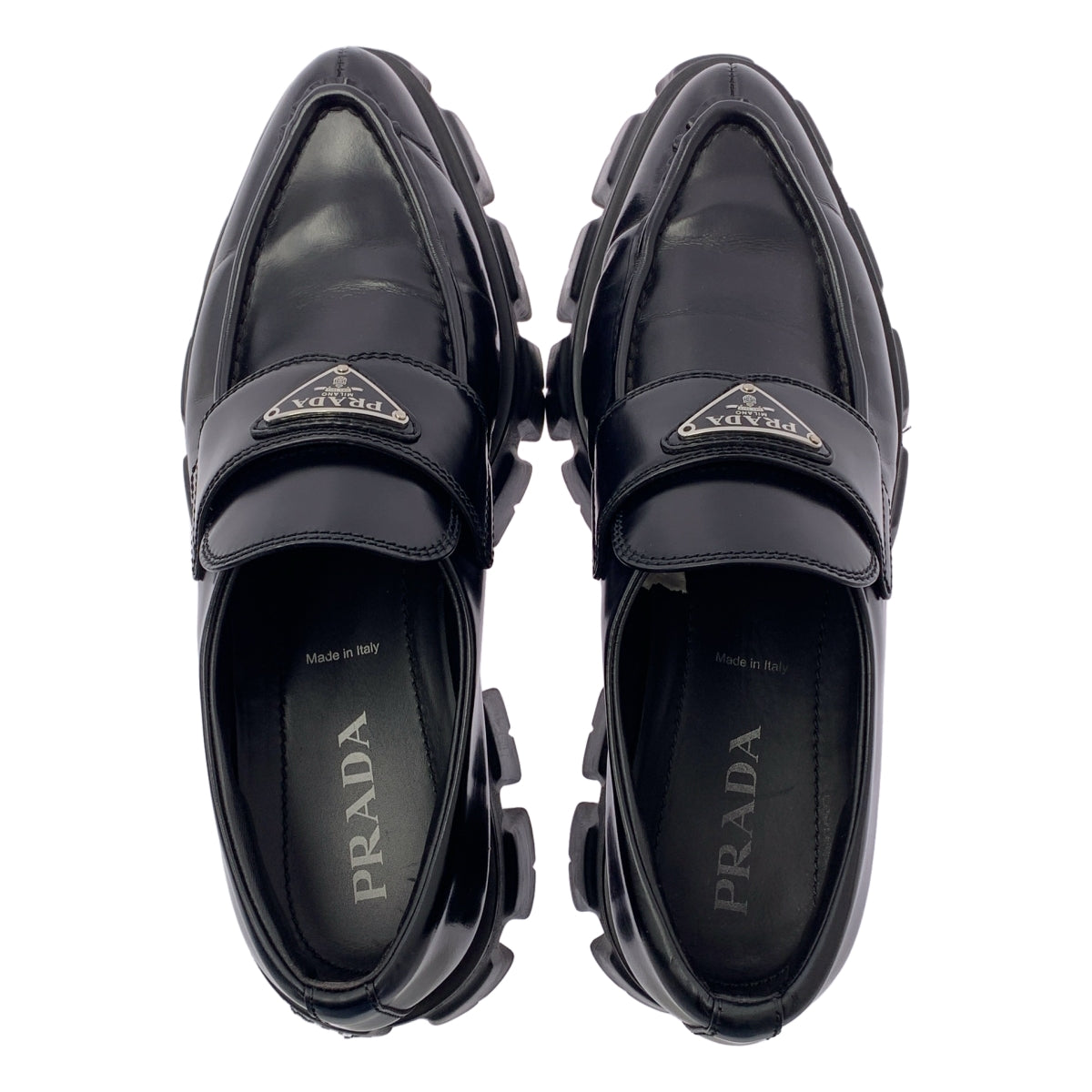 PRADA / 프라다 | 모노리스 브러쉬 가죽 포인티드 투 로퍼 | 40 |