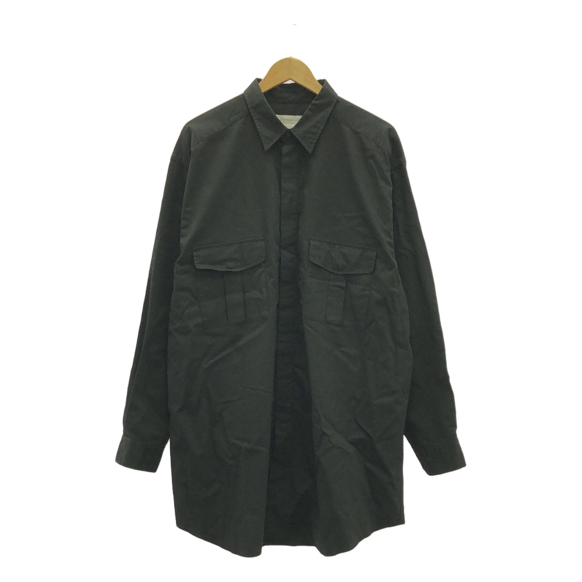 UNION LAUNCH / 유니언 런치 | 코튼 플라이 프론트 오버 롱 셔츠 | F | 블랙 | 여성