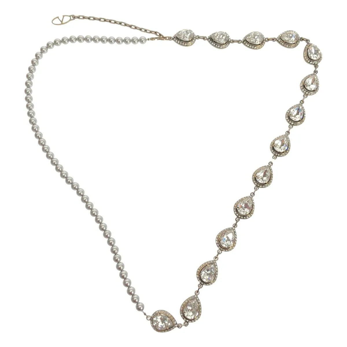 VALENTINO GARAVANI / ヴァレンティノガラヴァーニ | クリスタル スワロフスキー装飾 メタルビーズ ロングネックレス | レディース