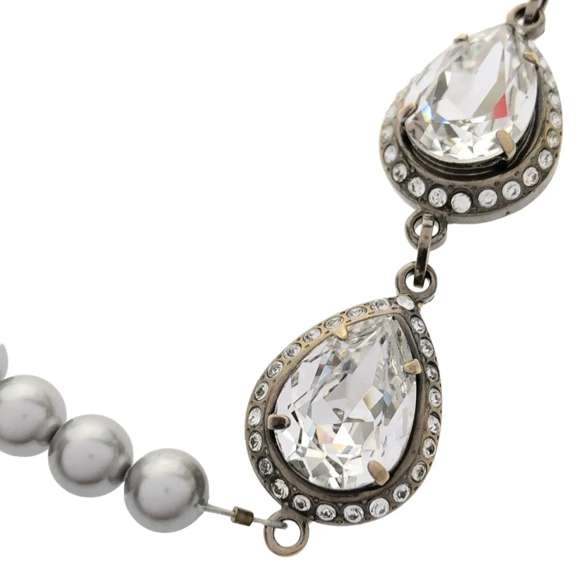 VALENTINO GARAVANI / ヴァレンティノガラヴァーニ | クリスタル スワロフスキー装飾 メタルビーズ ロングネックレス | レディース