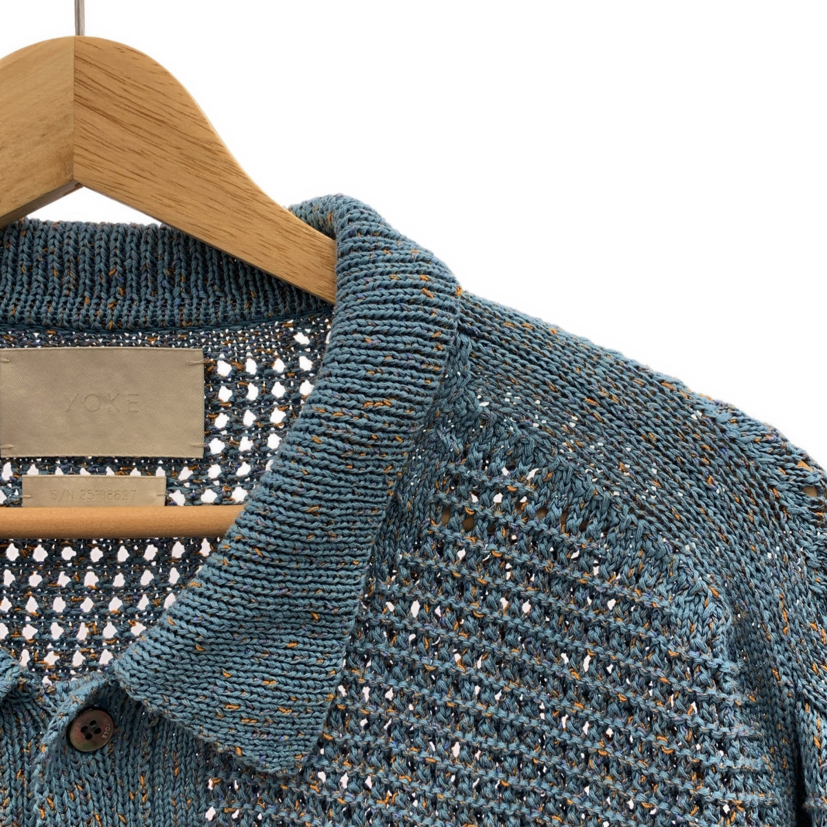 YOKE / 요크 | 2025SS | MESH KNITTED SHIRT CARDIGAN / 로고 버튼 니트 카디건 | 1 |