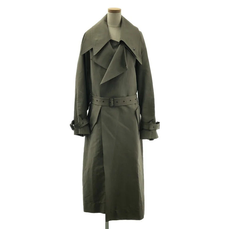 LOW CLASSIC / ロウクラシック | コットン ナイロン ベルテッド オーバー トレンチコート | M | レディース