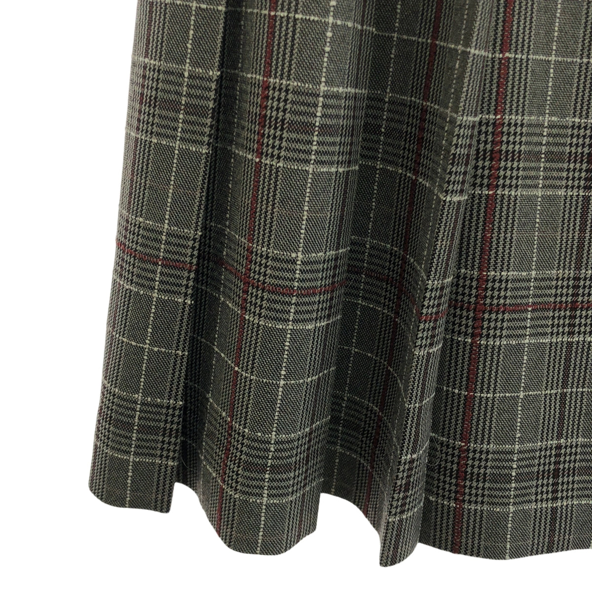 【美品】  NOUNLESS / ナウンレス | Check Wrap Like Midi Skirt / ダブルアジャスター サイドジップ ロングスカート / 裏地付き | 1 | グレー/ボルドー | レディース