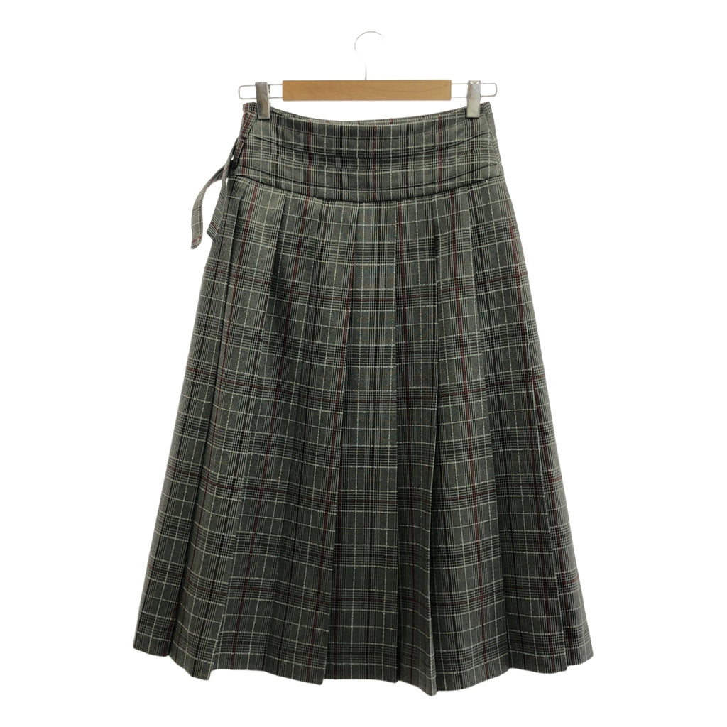 【美品】  NOUNLESS / ナウンレス | Check Wrap Like Midi Skirt / ダブルアジャスター サイドジップ ロングスカート / 裏地付き | 1 | グレー/ボルドー | レディース