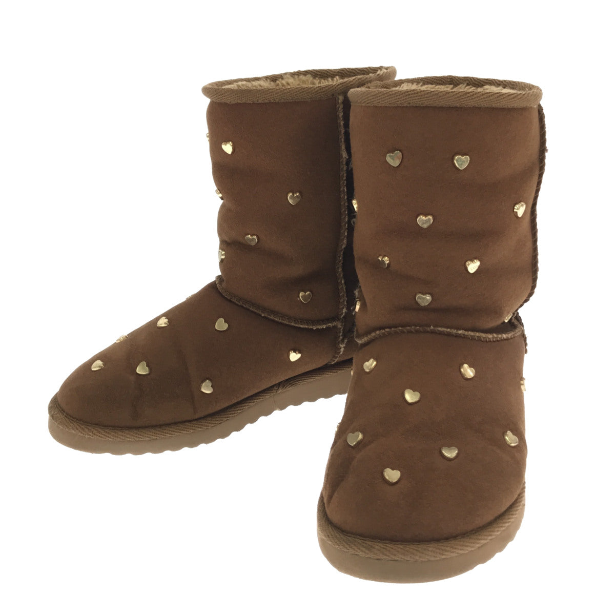 [Beautiful Condition] LOVE MOSCHINO | Heart Stud Boa Boots | Size 35 | Brown | Women's