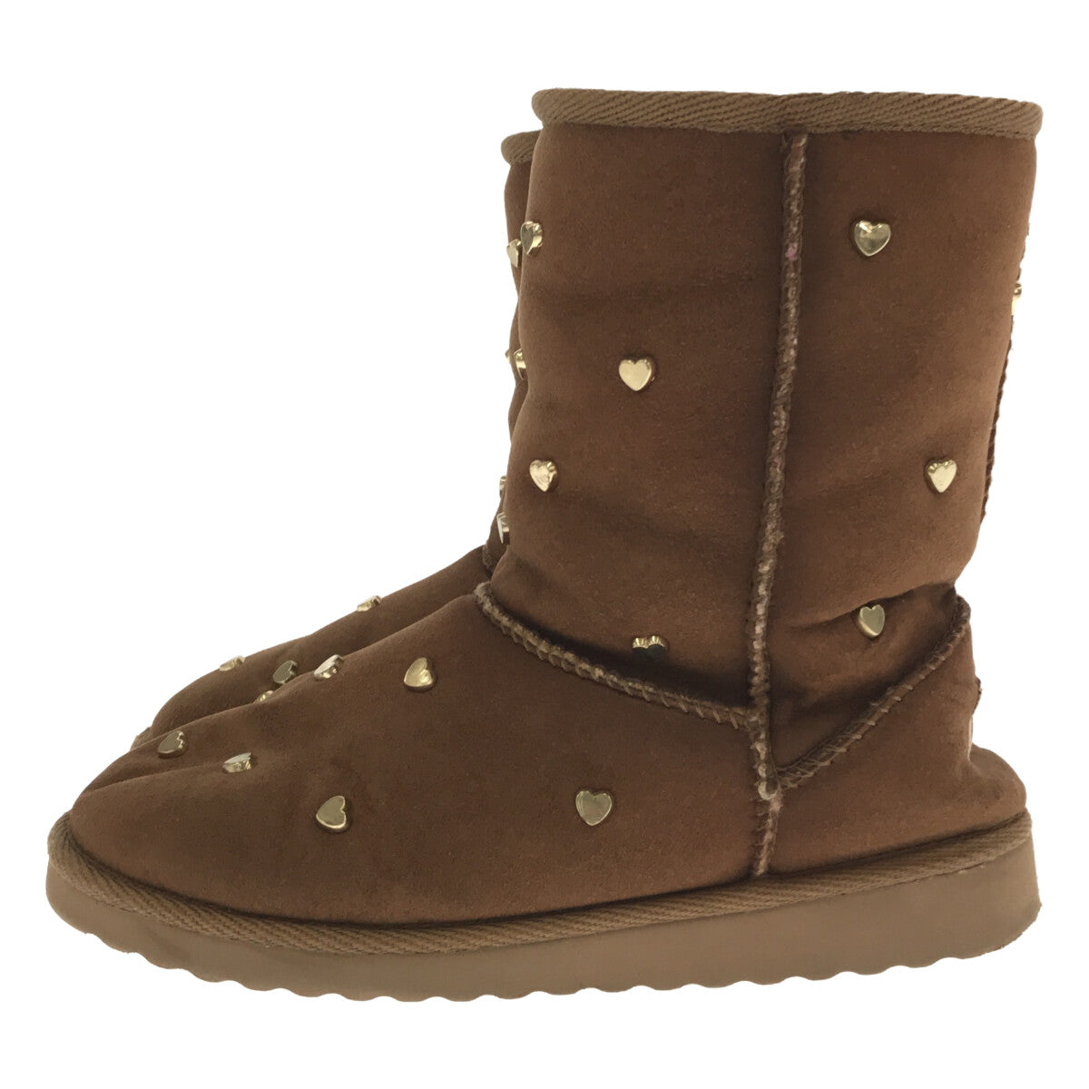 [Beautiful Condition] LOVE MOSCHINO | Heart Stud Boa Boots | Size 35 | Brown | Women's