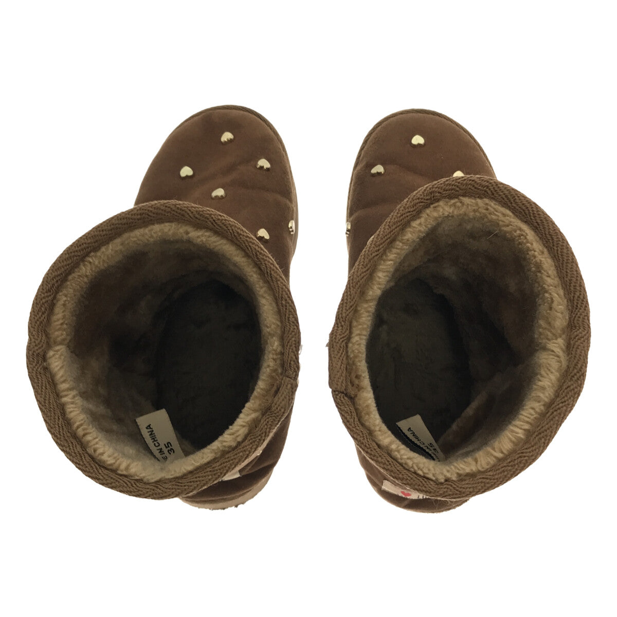 【미품】 LOVE MOSCHINO / 러브 모스키노 | 하트 스터드 보어 부츠 | 35 | 브라운 | 여성