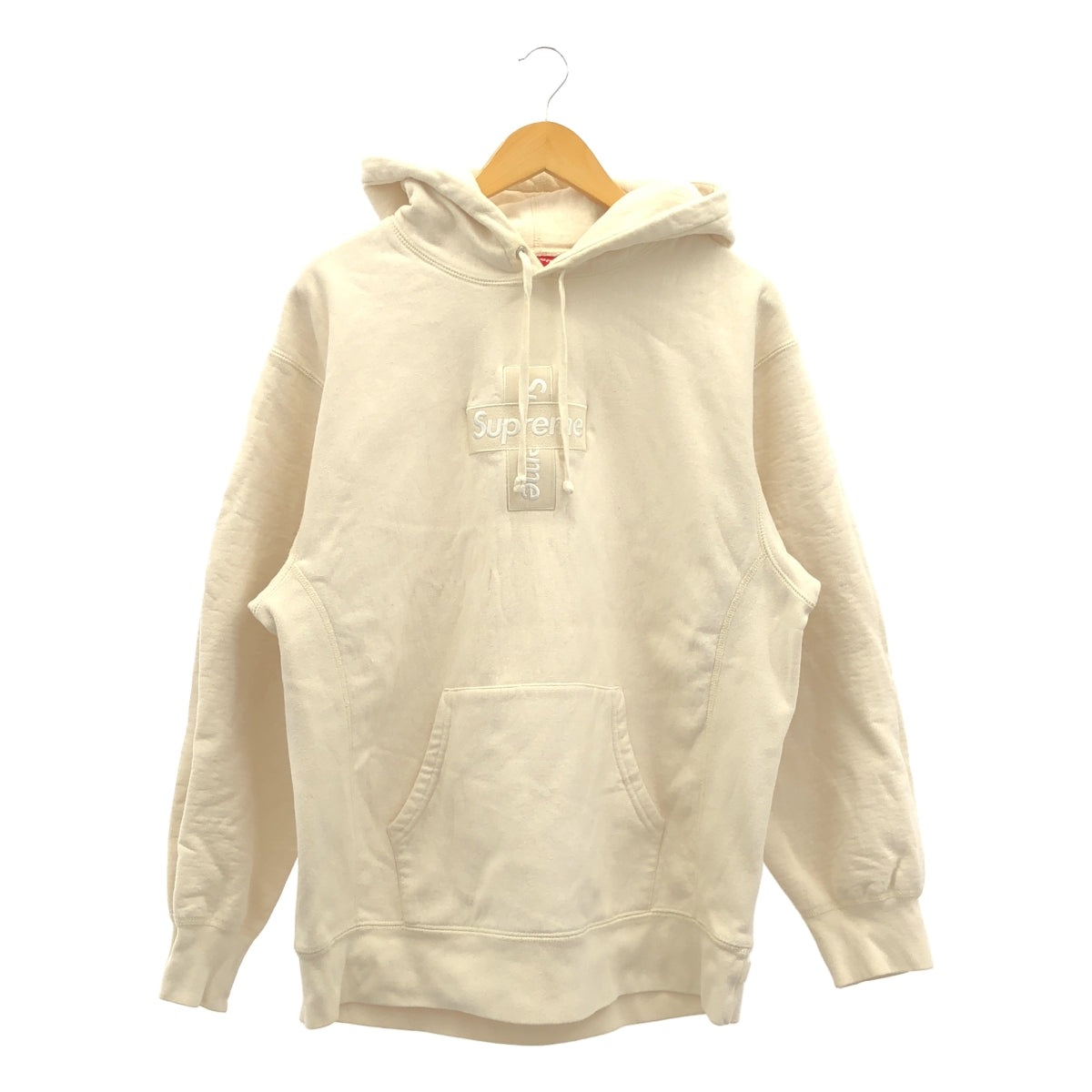SUPREME / 슈프림 | 2020AW | Cross Box Logo Hooded Sweatshirt 크로스 박스 로고 후드 스웨트 파커 | L | 베이지 | 남성