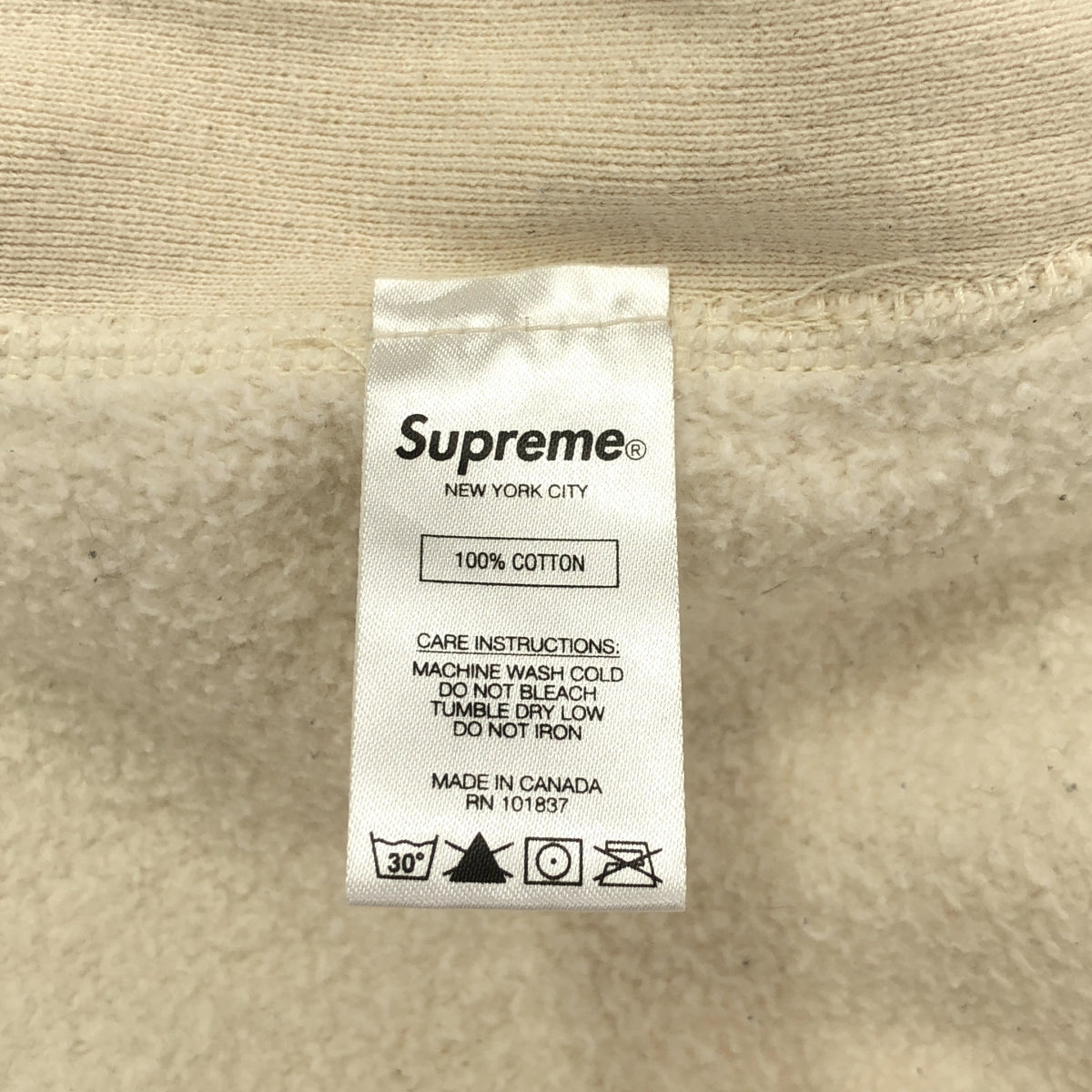 SUPREME | 2020 秋冬 | 十字框標誌連帽衛衣 | L 碼 | 米色 | 男款
