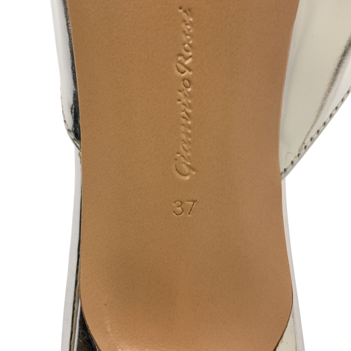【美品】  Gianvito Rossi / ジャンヴィトロッシ | JAIPUR MULE / ジャイプール ミュール パテントレザー メタリック フラット ヒール サンダル | 37 | シルバー | レディース