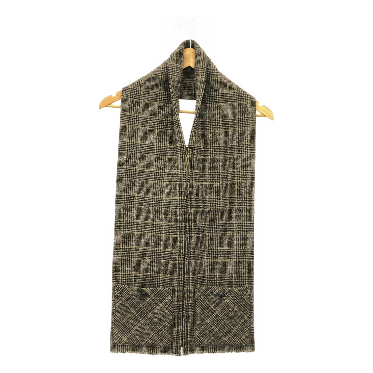 OLDMAN'S TAILOR / 올드맨즈 테일러 | 울 포켓 첨부 Zip 스톨 머플러 / 유니섹스 | 브라운 |