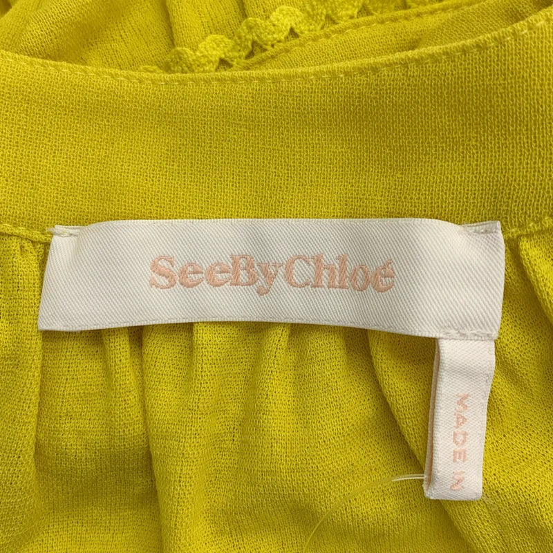 SEE BY CHLOE / シーバイクロエ | コットン ギャザー ボリューム ドレス ワンピース | XS | レディース