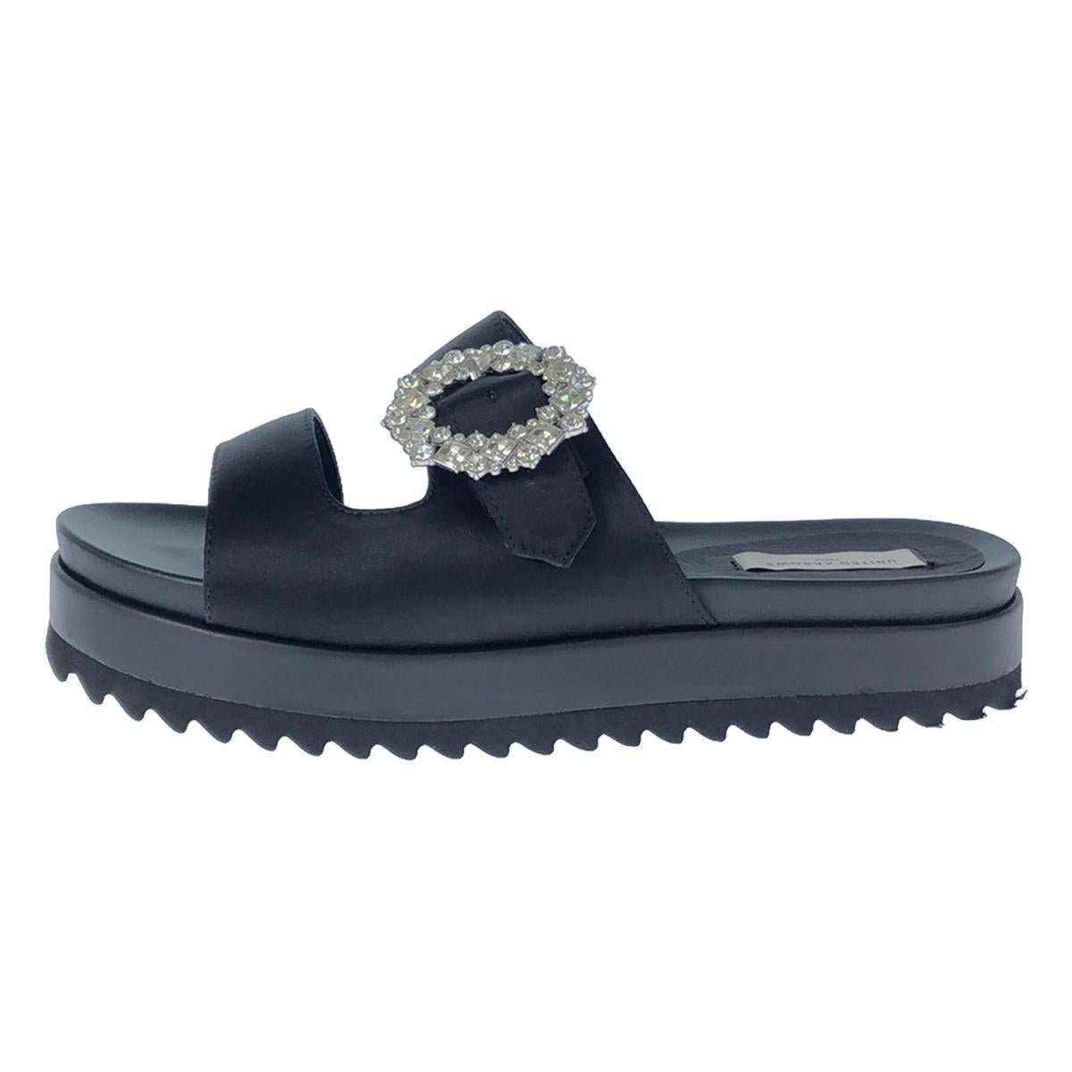 [Good Condition] UNITED ARROWS | Satin Beaded Mule Sandals | Size 36 | Black | Women's