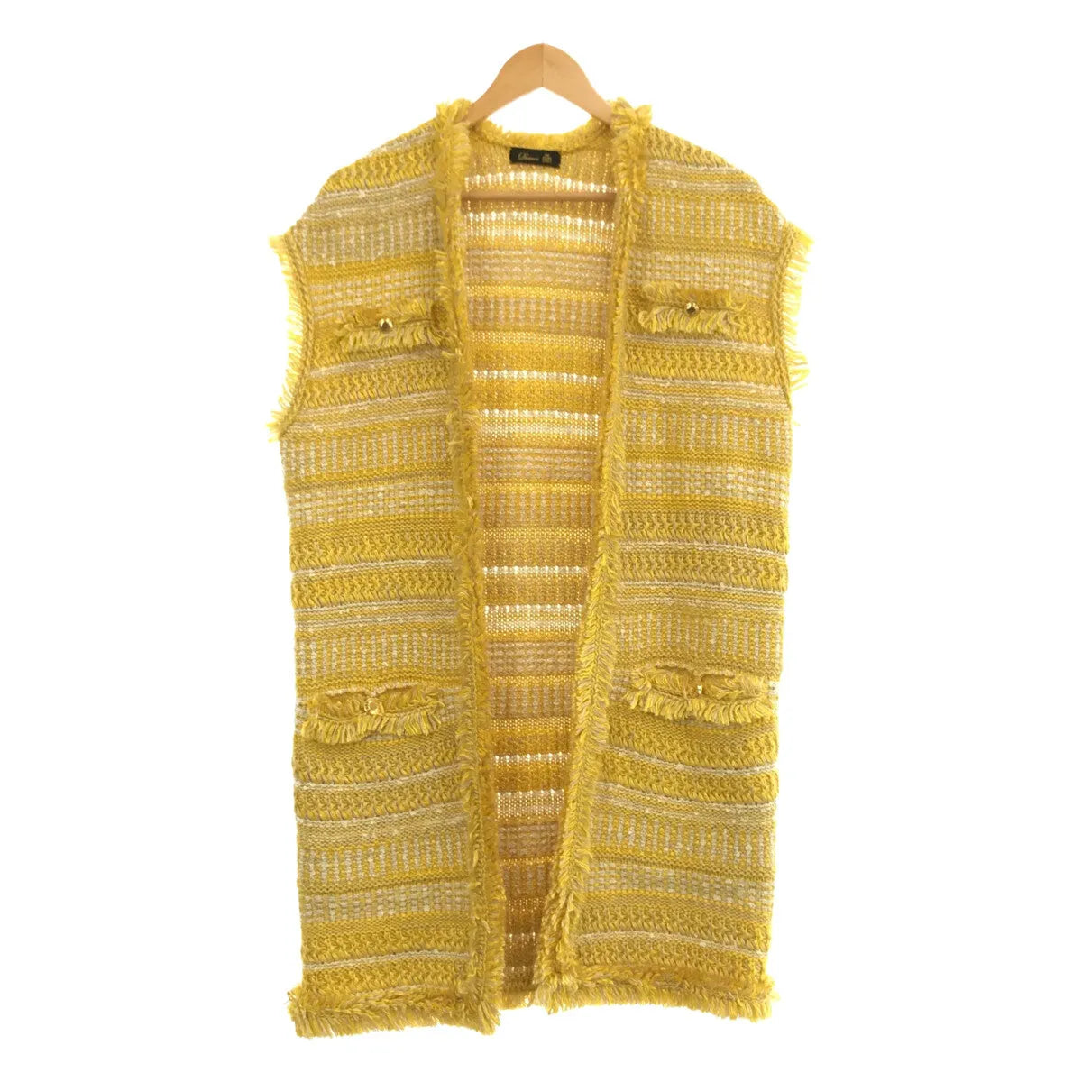 【美品】  Drawer / ドゥロワー | ミックスツイード ロングベスト | イエロー | レディース