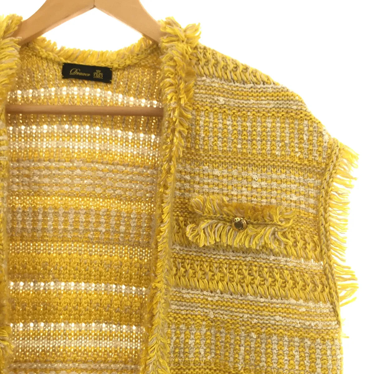 【美品】  Drawer / ドゥロワー | ミックスツイード ロングベスト | イエロー | レディース