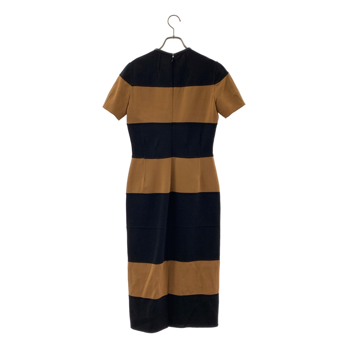 AGNONA / アニオナ | ボーダー バイカラー レザー パイピング プルオーバーワンピース | S | レディース