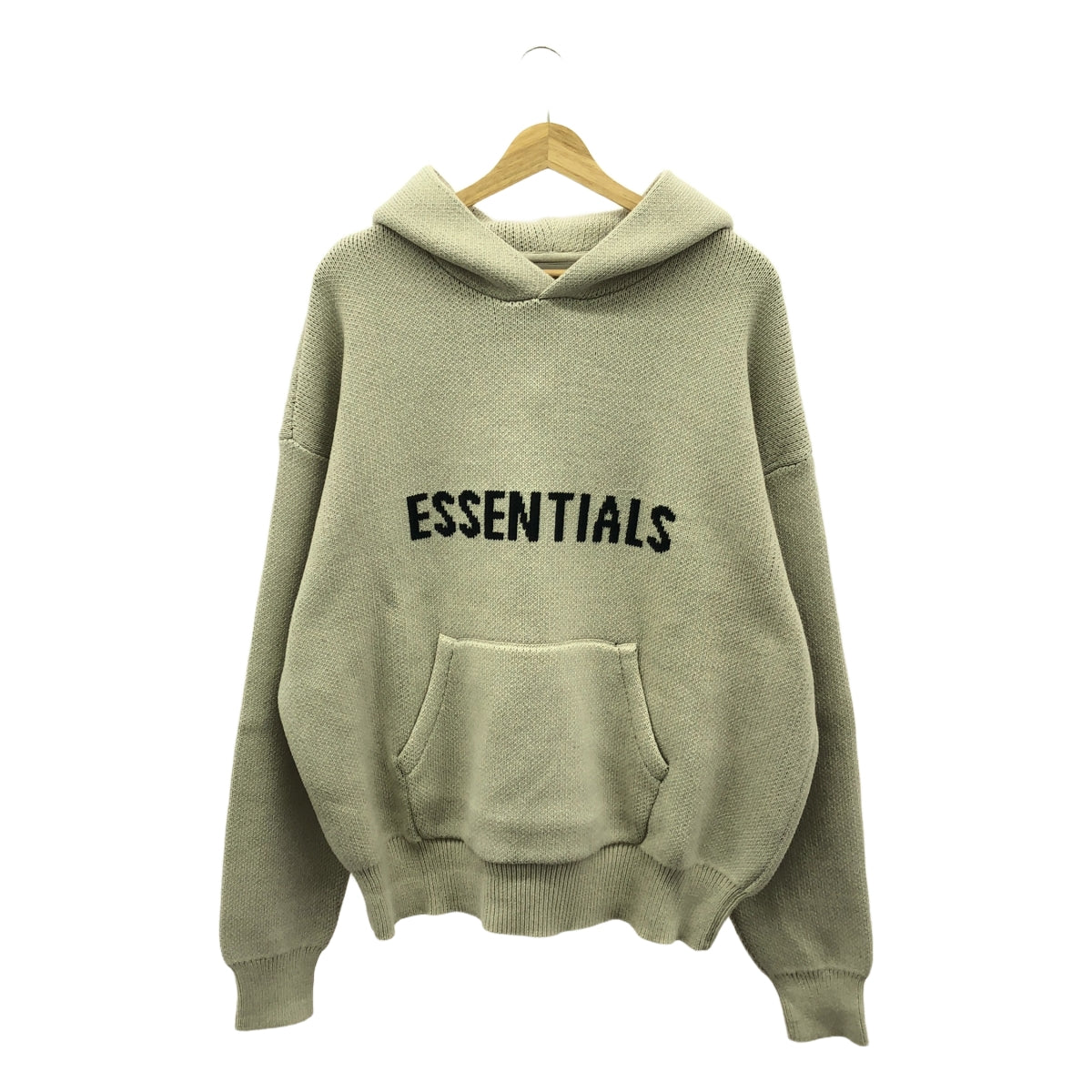 【美品】  FOG ESSENTIALS / エフオージーエッセンシャルズ | KNIT SWEATER ロゴ ニット パーカー | M | オートミール | メンズ