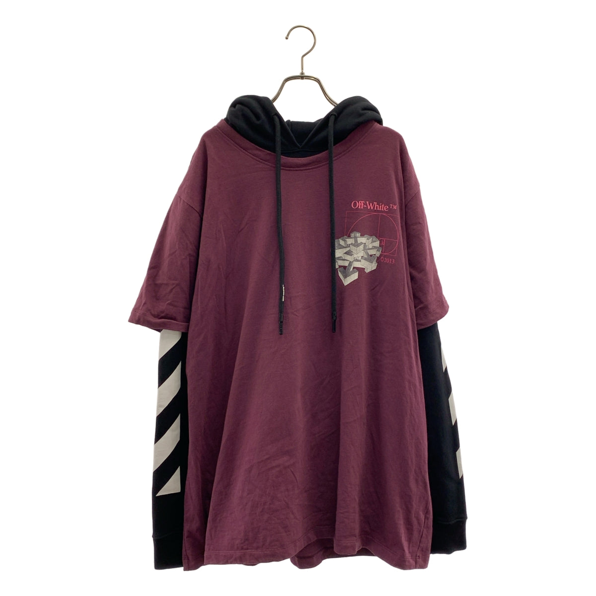 Off-White / オフホワイト | レイヤード プリント パーカ | M | ボルドー系/ブラック | メンズ