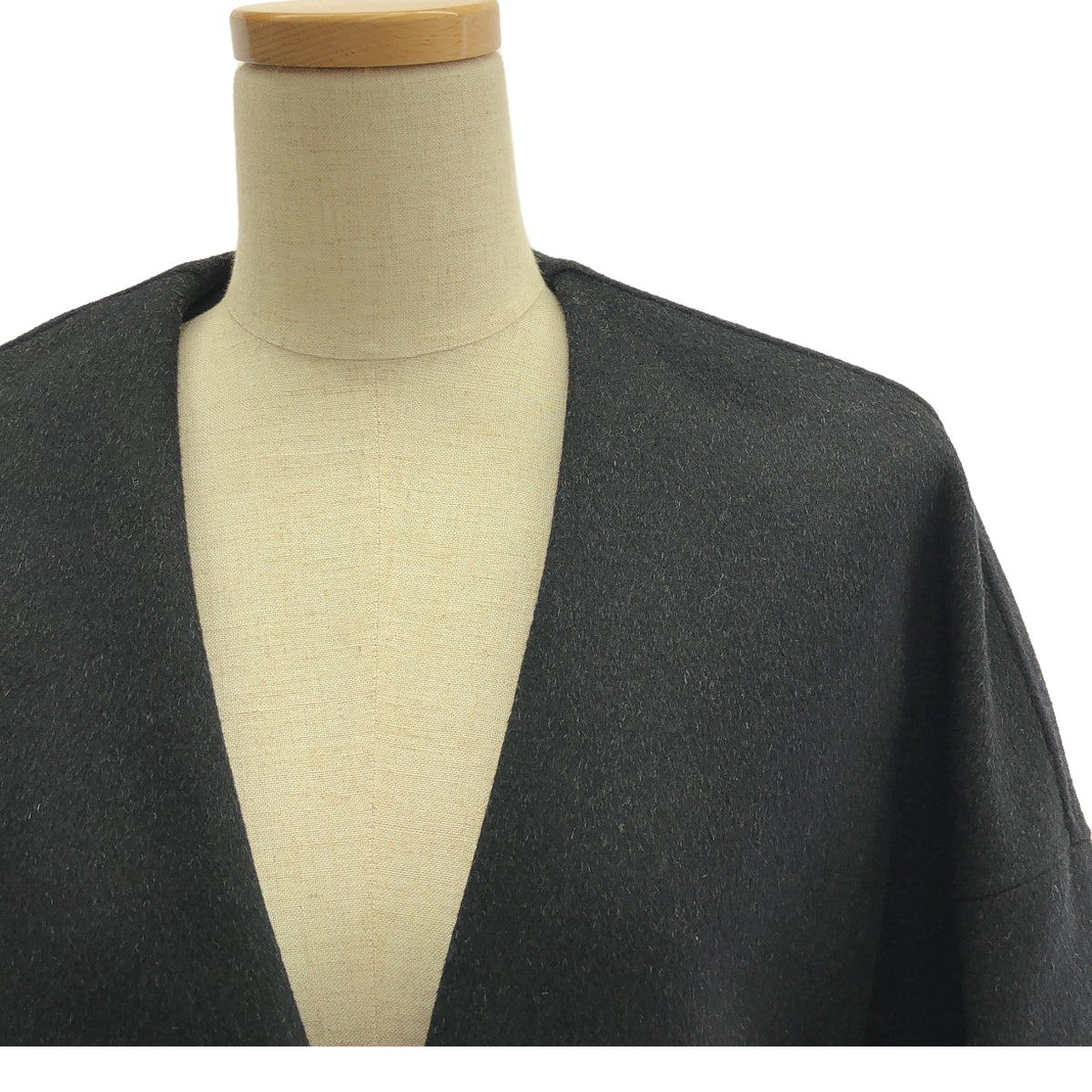 【미품】 ENFOLD / 엔폴드 | 2022AW | NO-COLLAR COAT / 노컬러 오버 롱 코트 | 36 | 블랙 | 여성