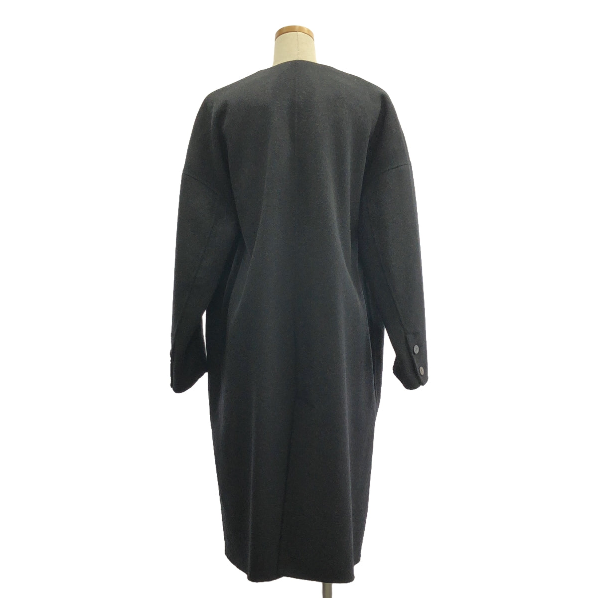 【미품】 ENFOLD / 엔폴드 | 2022AW | NO-COLLAR COAT / 노컬러 오버 롱 코트 | 36 | 블랙 | 여성