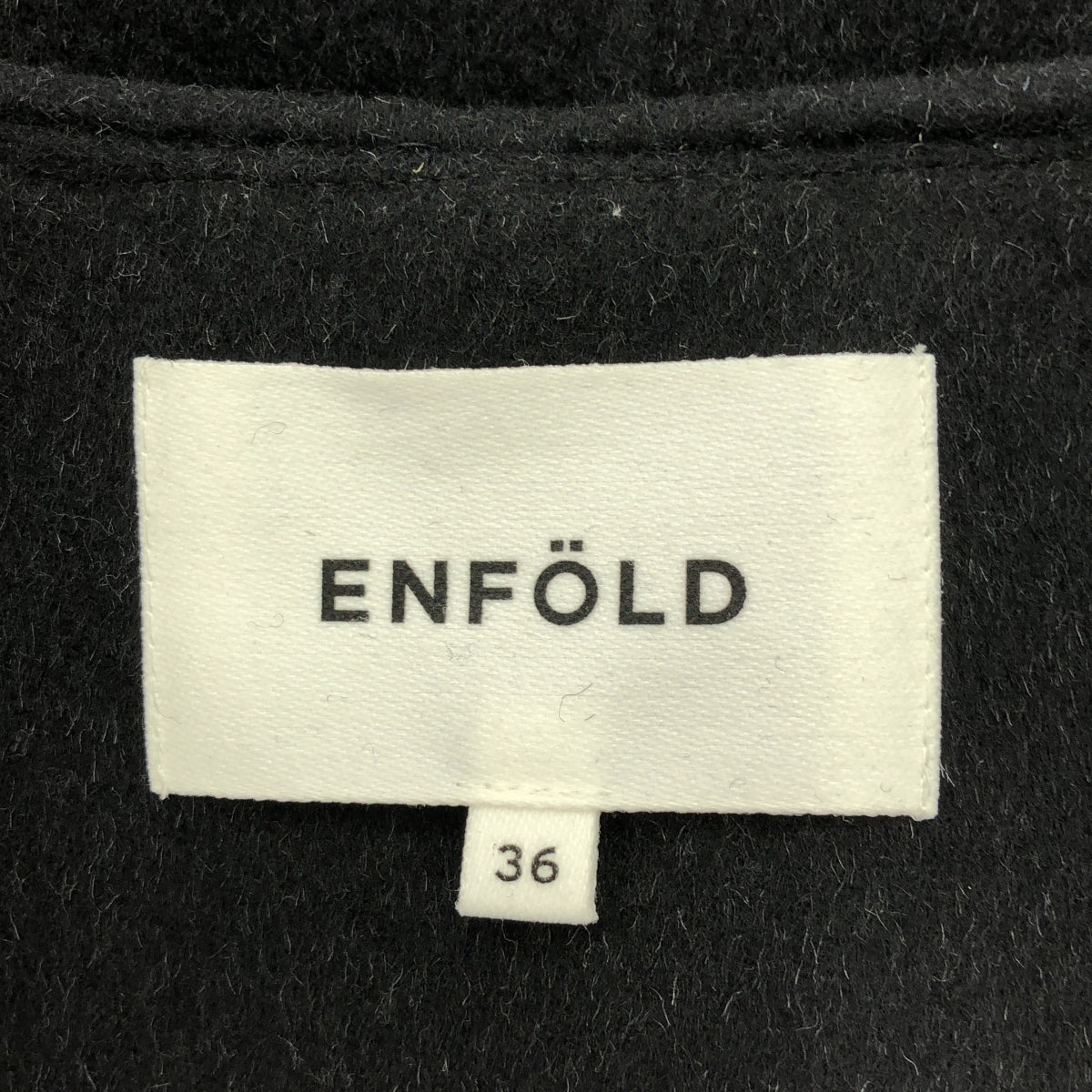 【미품】 ENFOLD / 엔폴드 | 2022AW | NO-COLLAR COAT / 노컬러 오버 롱 코트 | 36 | 블랙 | 여성
