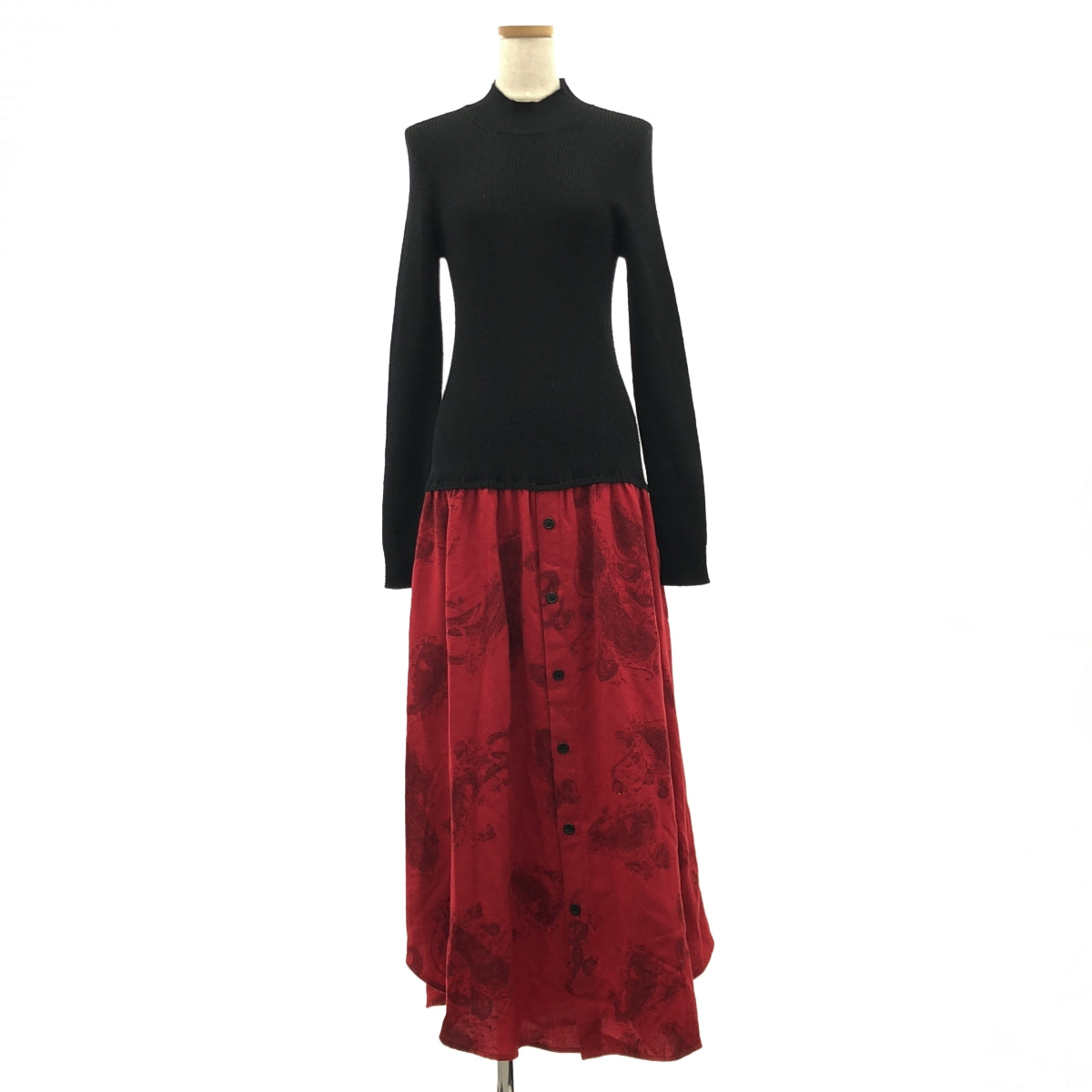 Y's / Y's Yohji Yamamoto | 羅紋針織對接印花洋裝 |