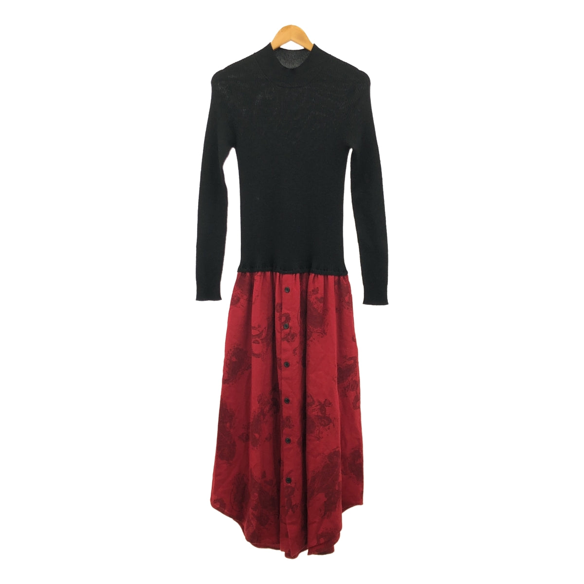 Y's / Y's Yohji Yamamoto | 羅紋針織對接印花洋裝 |