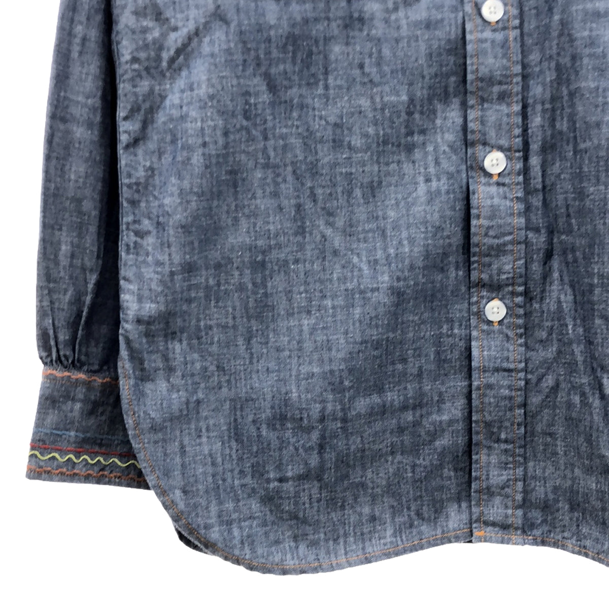 【美品】  Needles / ニードルス | 2024SS | Work Shirt Cotton Chambray India Emb. インディア エンブロイダリー ワークシャツ | XS | インディゴ | メンズ