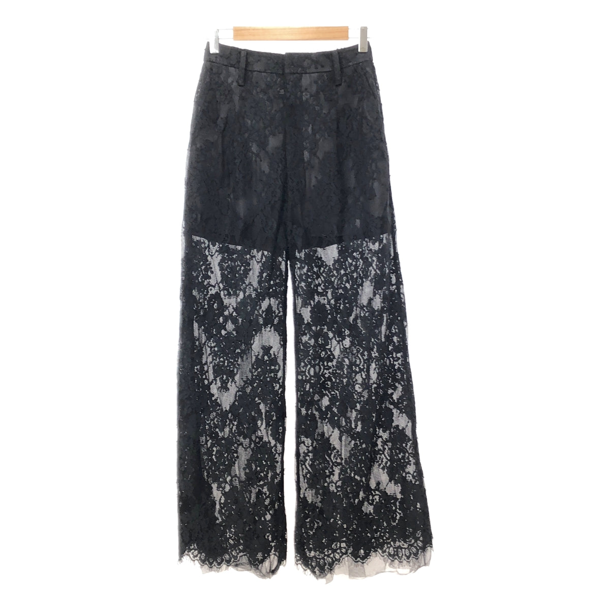 【美品】  VIVIANO / ヴィヴィアーノ | 2024AW | TULLE LAYERED LACE PANTS / レース レイヤード タック パンツ | S | ブラック | レディース