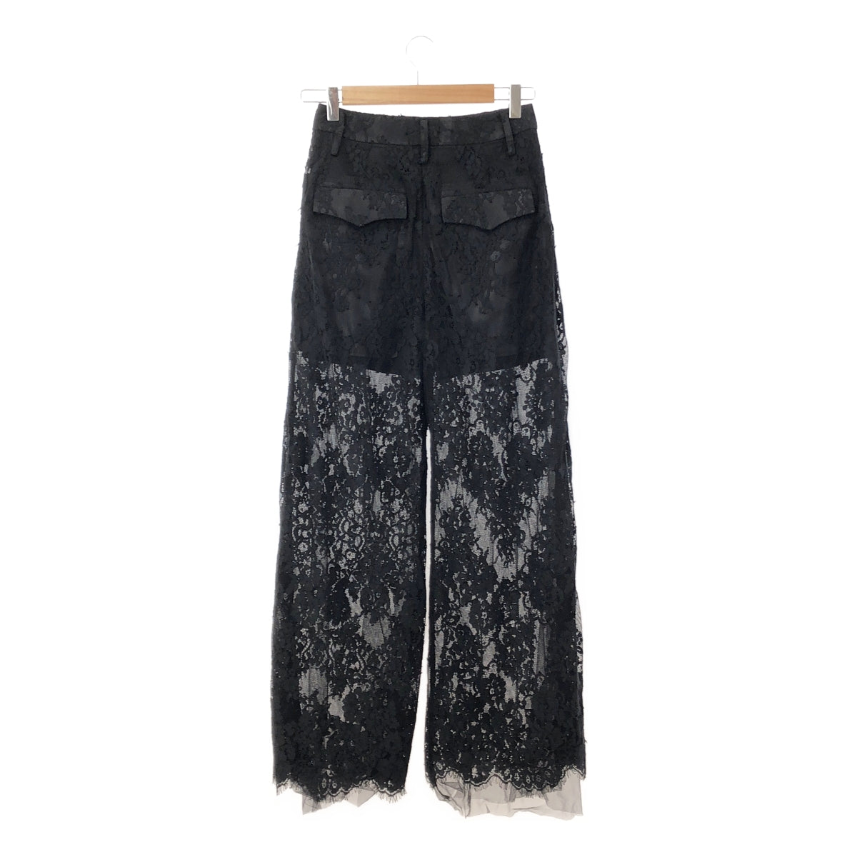 【美品】  VIVIANO / ヴィヴィアーノ | 2024AW | TULLE LAYERED LACE PANTS / レース レイヤード タック パンツ | S | ブラック | レディース