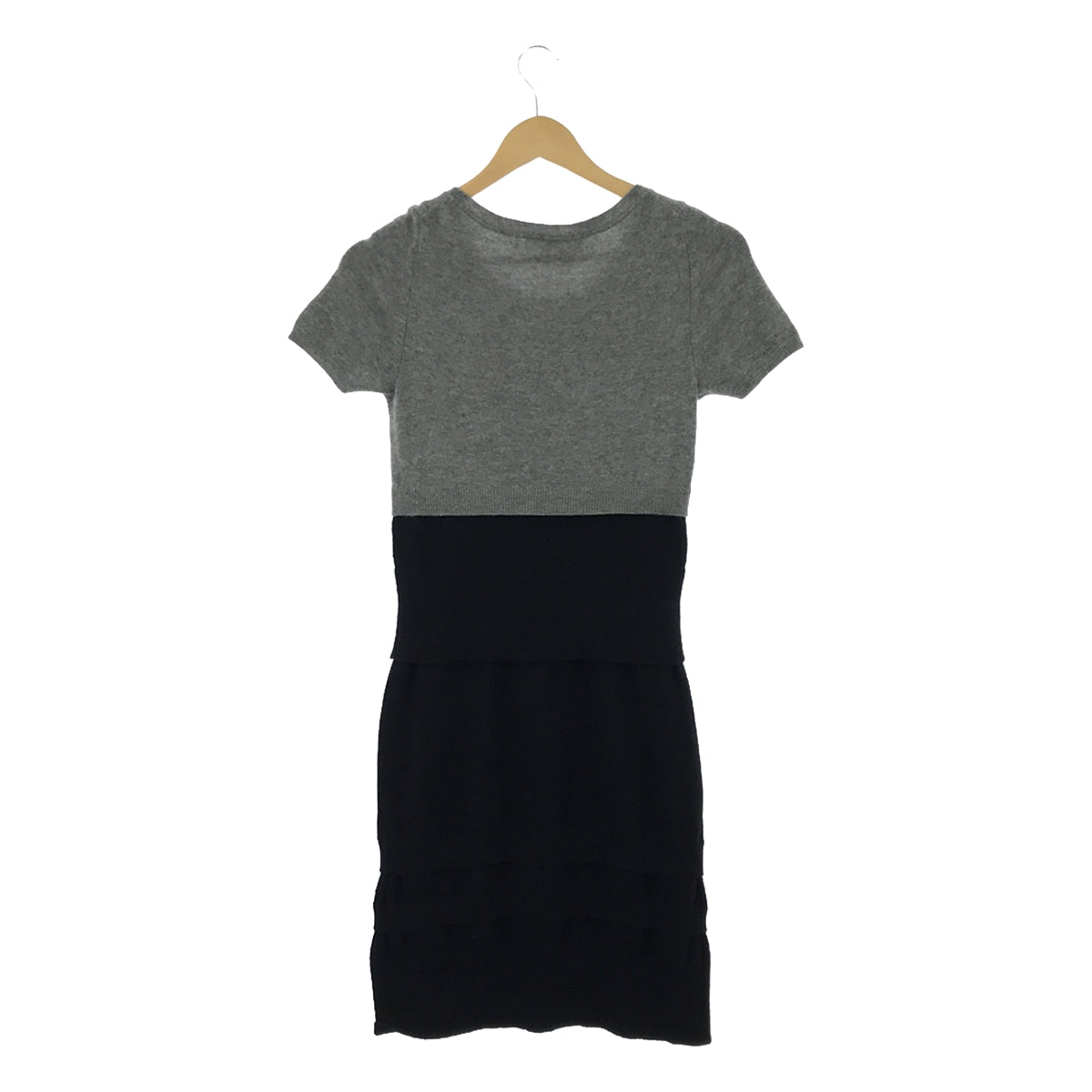 PAULE KA / 폴카 | 캐시미어 티어드 니트 원피스 | S | 그레이 / 블랙 | 여성