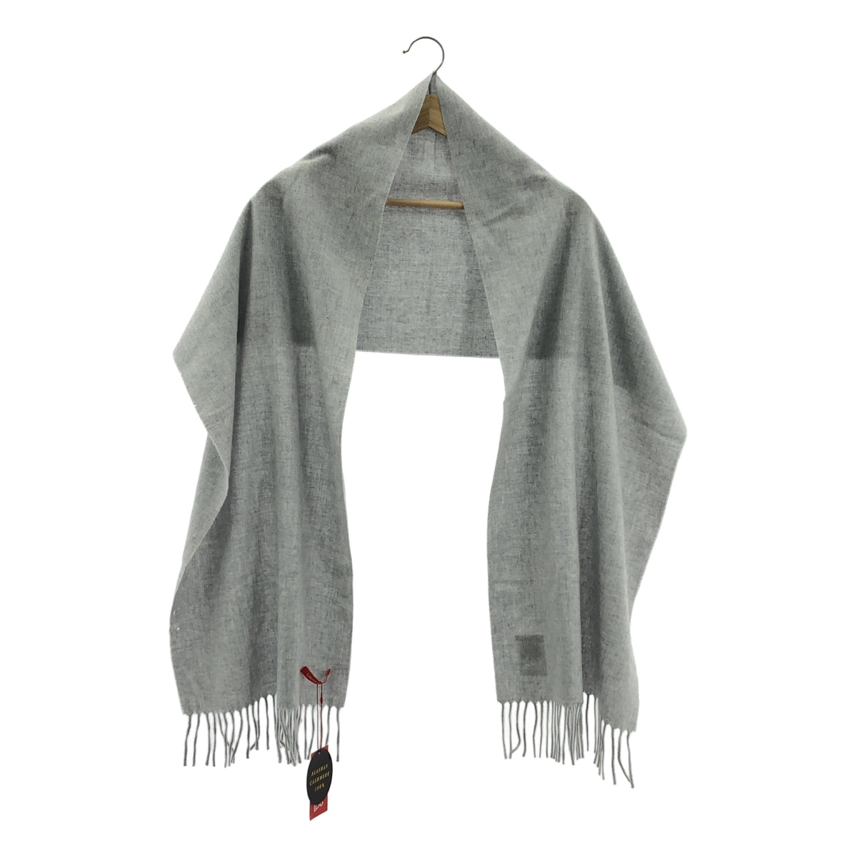 【美品】  LIMITED EDITION / リミテッドエディション | cashmere 100% / カシミヤ フリンジ ストール マフラー | F | ライトグレー | レディース