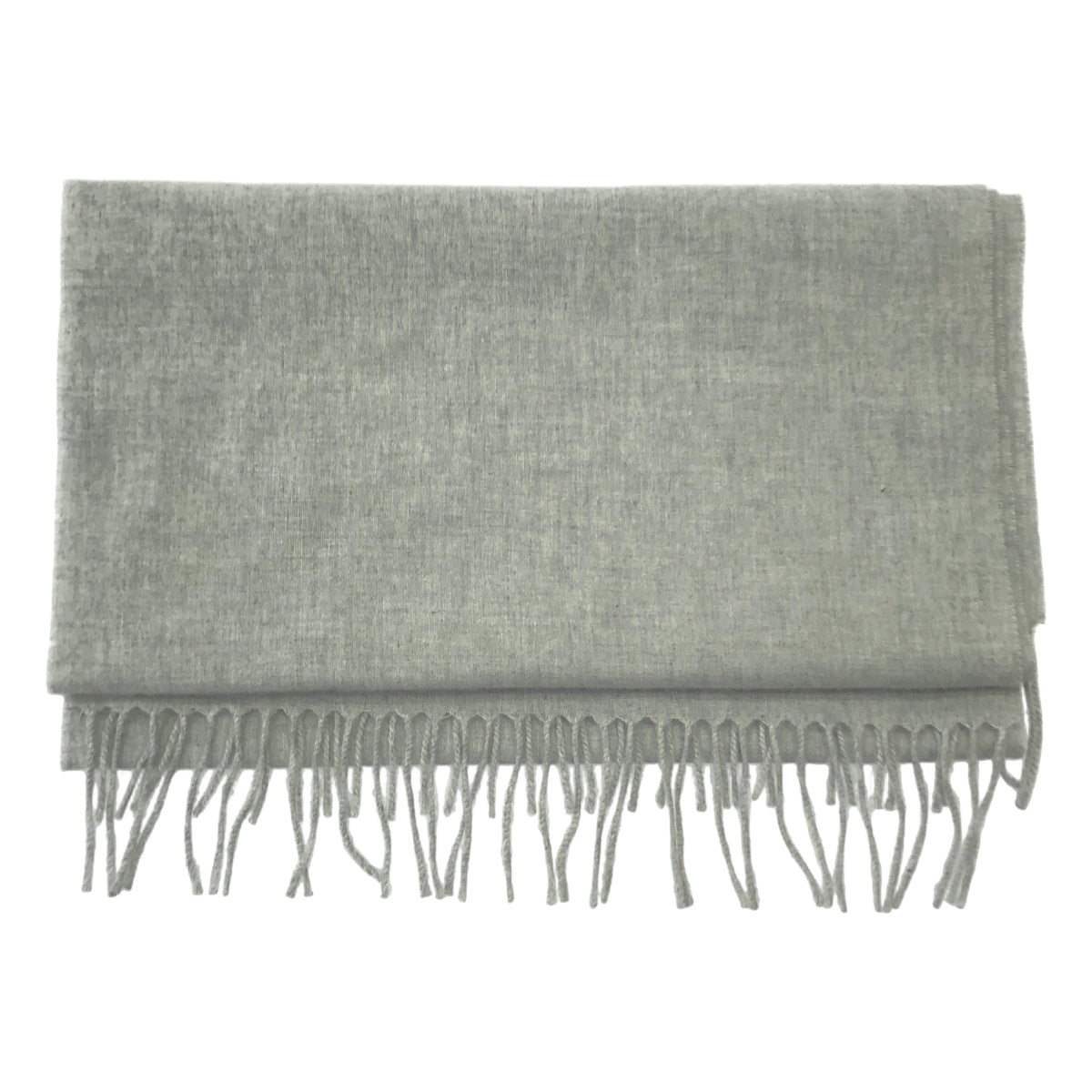 【美品】  LIMITED EDITION / リミテッドエディション | cashmere 100% / カシミヤ フリンジ ストール マフラー | F | ライトグレー | レディース