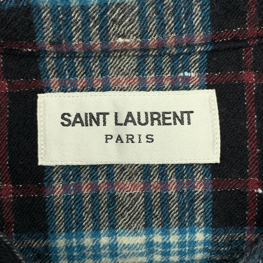 SAINT LAURENT / サンローラン | チェック オーバーシルエット シャツ | 39 | ブルー/ブラック/ボルドー系 | メンズ
