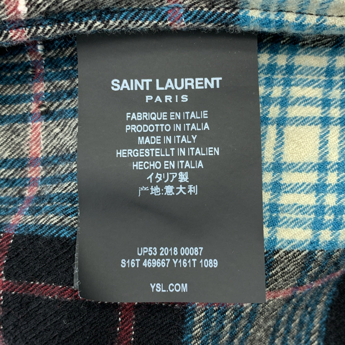 SAINT LAURENT / サンローラン | チェック オーバーシルエット シャツ | 39 | ブルー/ブラック/ボルドー系 | メンズ