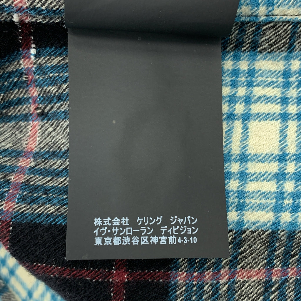 SAINT LAURENT / サンローラン | チェック オーバーシルエット シャツ | 39 | ブルー/ブラック/ボルドー系 | メンズ