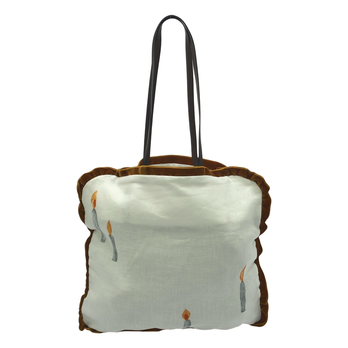 [狀況良好] mina perhonen | 2022秋冬 |蠟燭皮革手柄手提包 |白色/棕色|女性的