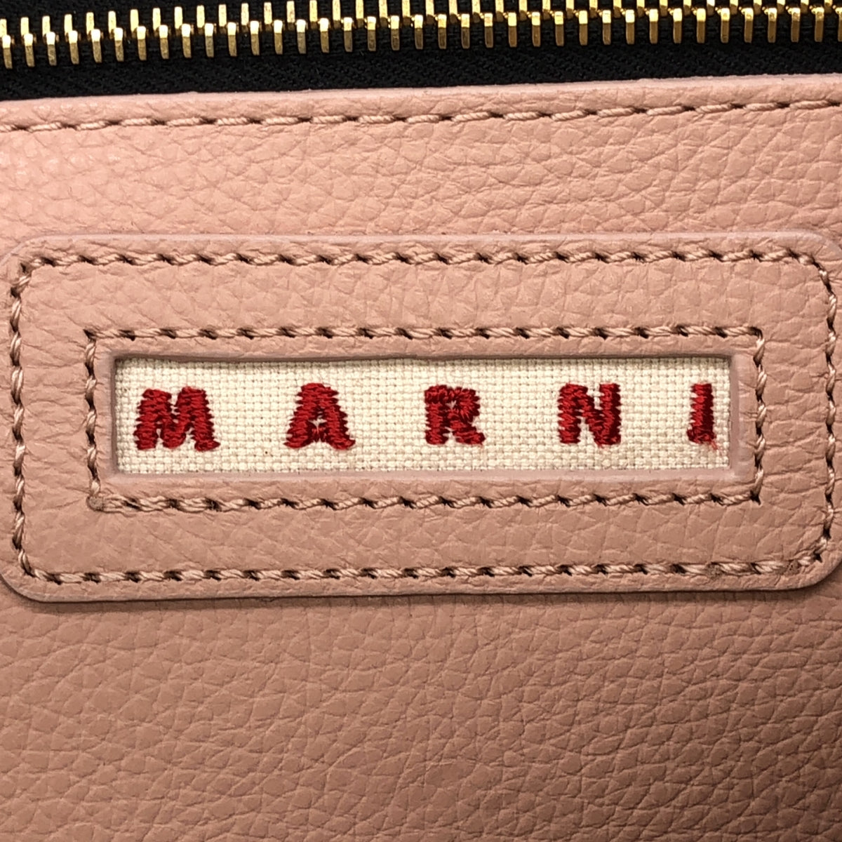 【미품】 MARNI / 마르니 | MENDING MUSEO SOFT 멘딩 로고 뮤제오 소프트 레더 토트 백 | 핑크 / 베이지 | 여성