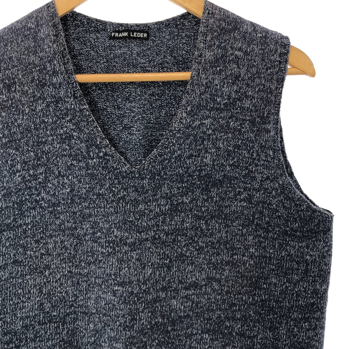 FRANK LEDER / フランクリーダー | WOOL VEST ウール メランジ Vネック ニットベスト | ネイビー系 | メンズ