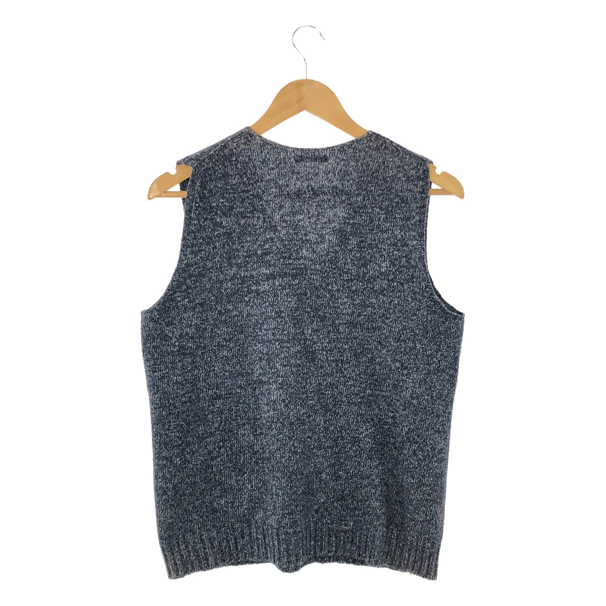 FRANK LEDER / フランクリーダー | WOOL VEST ウール メランジ Vネック ニットベスト | ネイビー系 | メンズ