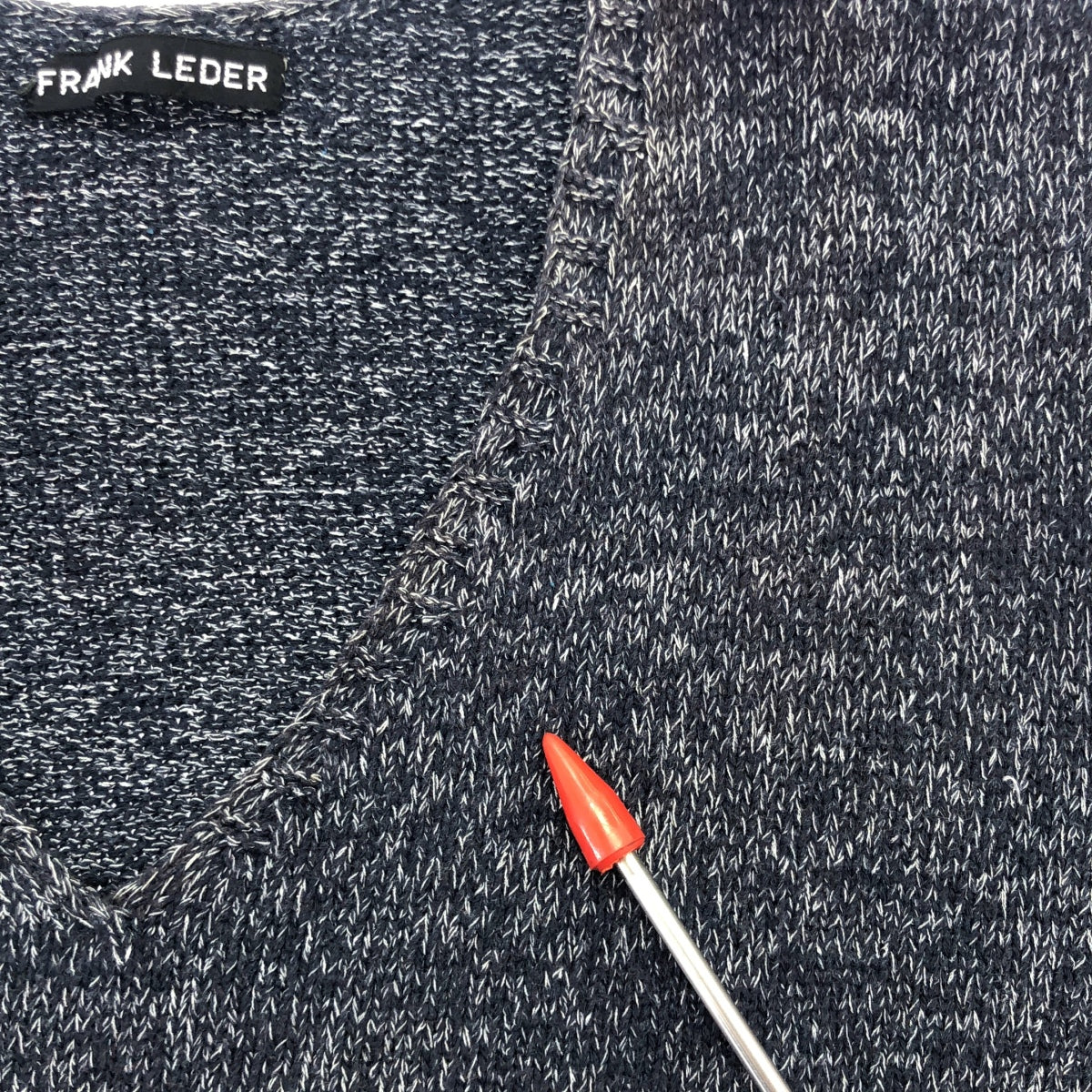 FRANK LEDER / フランクリーダー | WOOL VEST ウール メランジ Vネック ニットベスト | ネイビー系 | メンズ