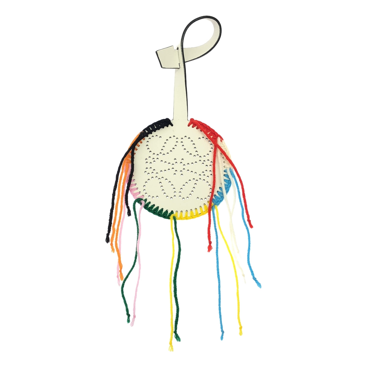 [狀況良好] LOEWE |皮革 Anagram Punched Logo 包飾鑰匙圈 |白色/多色