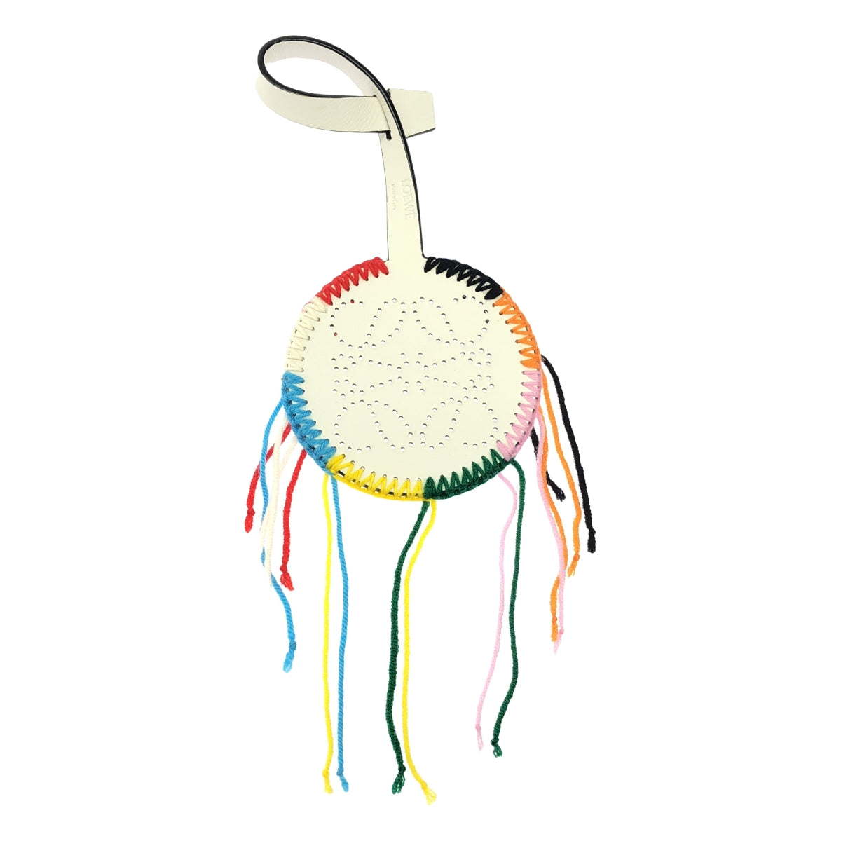 [狀況良好] LOEWE |皮革 Anagram Punched Logo 包飾鑰匙圈 |白色/多色