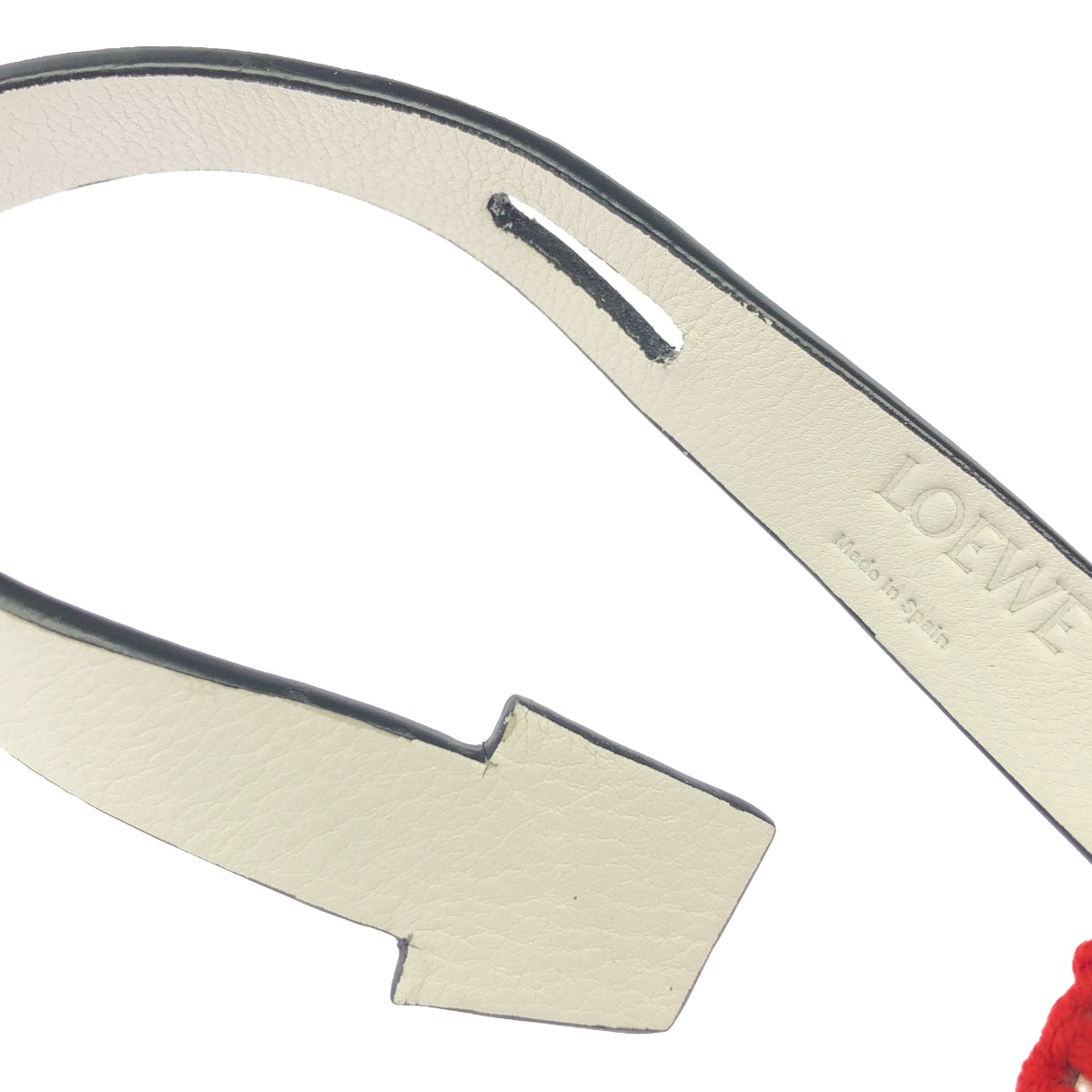 【美品】  LOEWE / ロエベ | レザー アナグラム パンチングロゴ バッグチャーム キーホルダー | ホワイト/マルチカラー