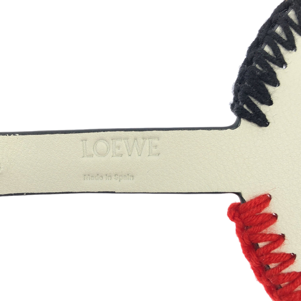 【미품】 LOEWE / 로에베 | 가죽 애너그램 펀칭 로고 가방 매력 열쇠 고리 | 화이트/멀티 컬러